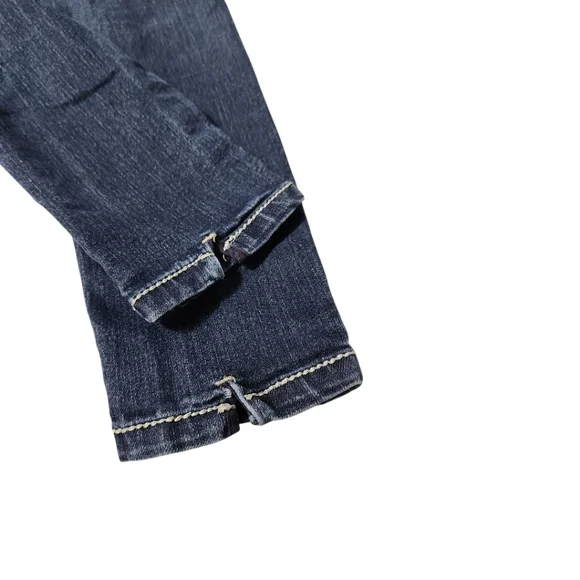 Express Skinny Low Rise Jeans Women Sz 0 Medium‎ Wash Y2k Style Stitches - Picture 10 of 13